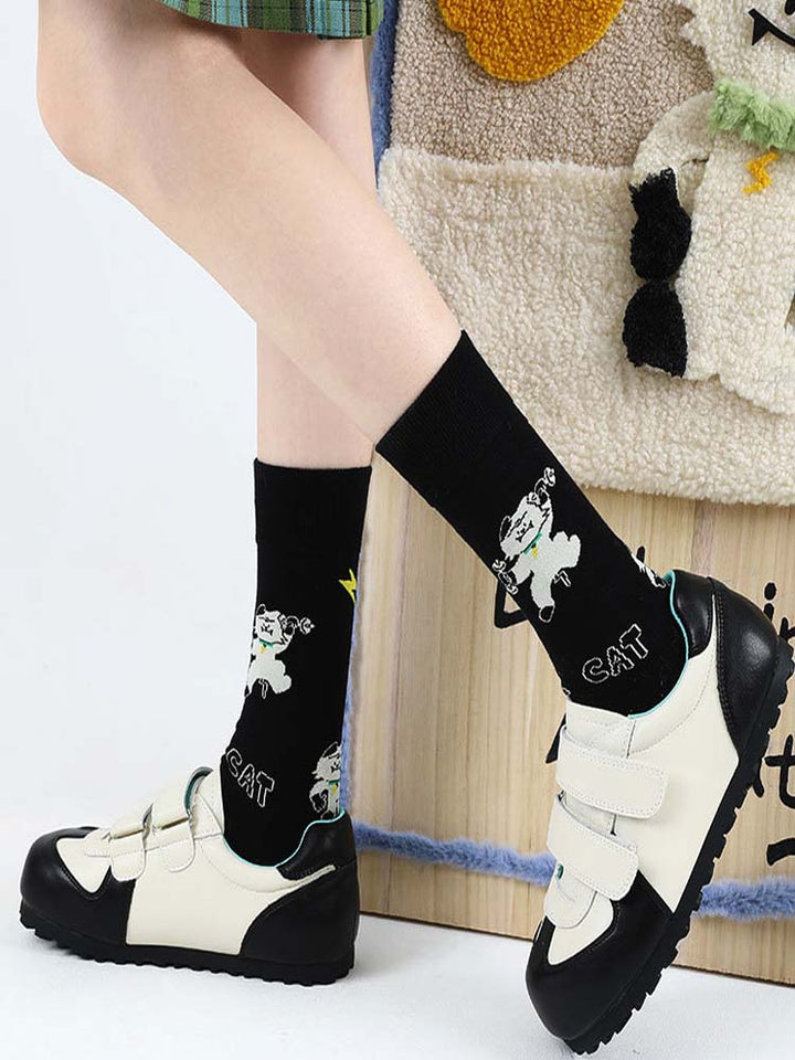 Cute Cartoon Kitty Mid-Calf Κάλτσες