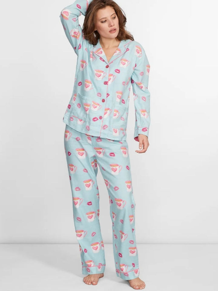 Heart and Lip Print Pajama Set