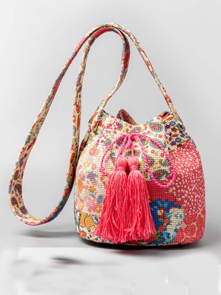 Crossbody-tontas van canvas met print