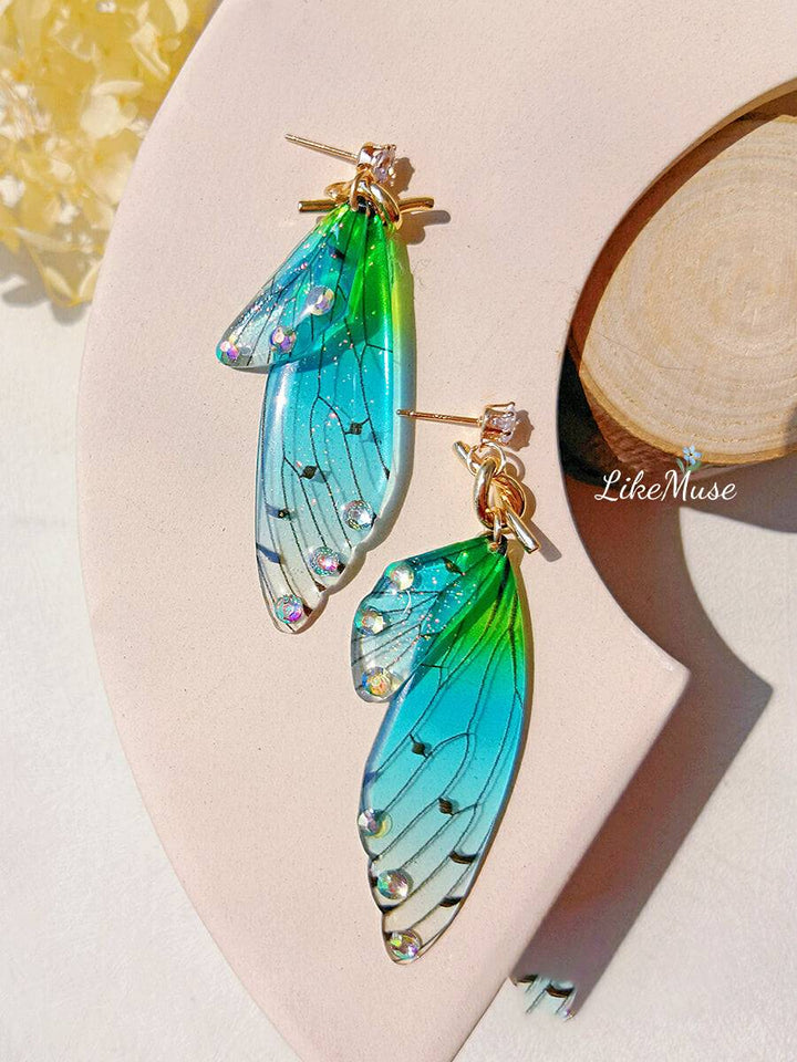 Asymetrické náušnice s motýlím křídlem Crystal Diamond náušnice