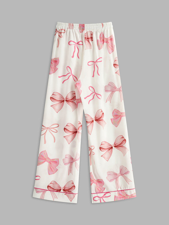 Bow Printed Button Pants Set