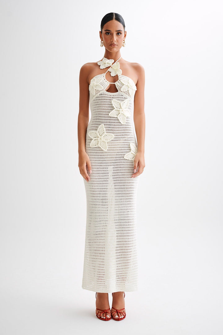 Beverly Floral Appliqué Crochet Maxi Dress