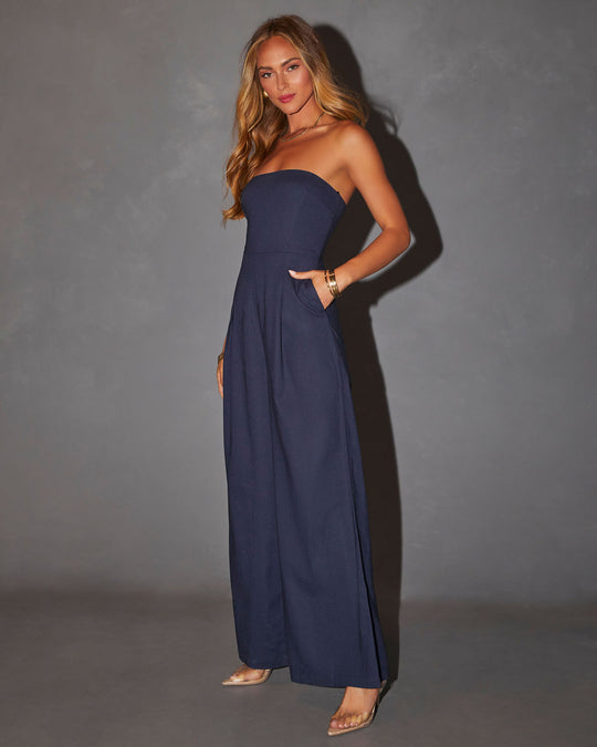 Blue Tube Top Jumpsuit