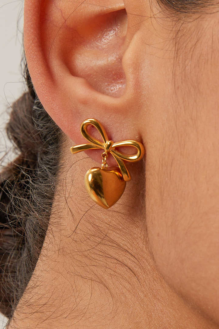 Florine Bow Heart Earrings