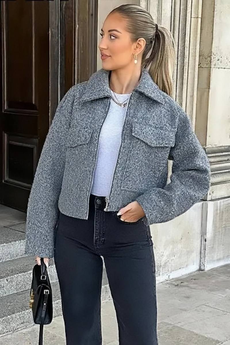 Cropped Jacket - GRAY