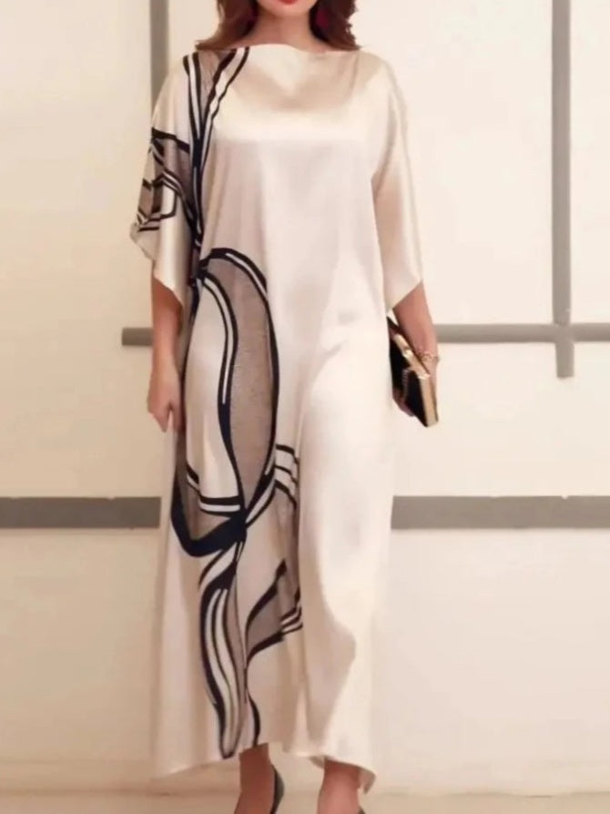 Elegance Swirl - Abstract Art Inspired Silk Kaftan