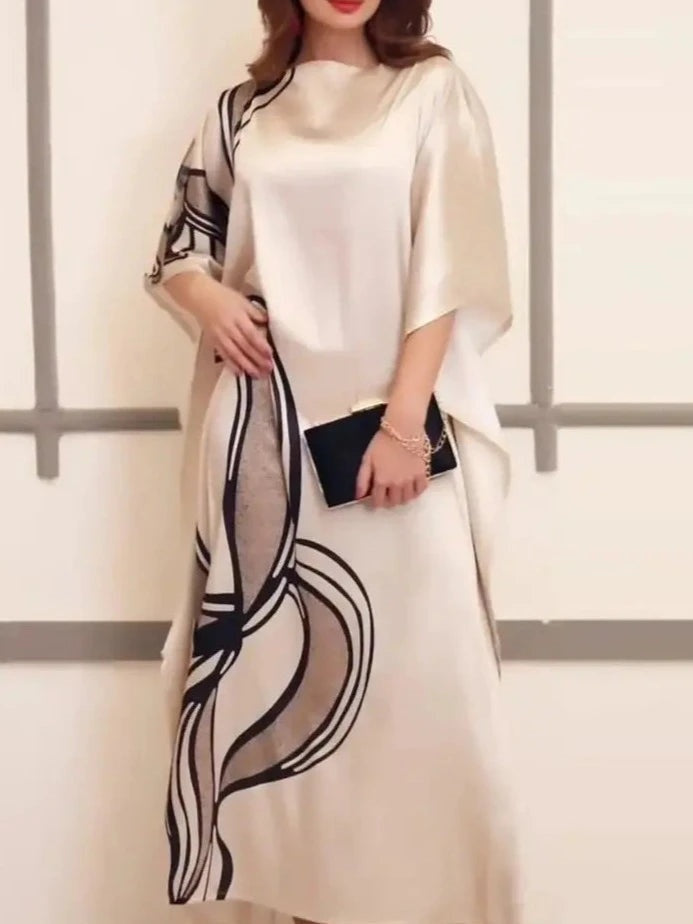 Elegance Swirl - Kaftan de mătase inspirat de artă abstractă