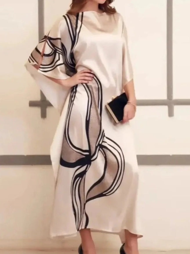 Elegance Swirl - Kaftan de mătase inspirat de artă abstractă