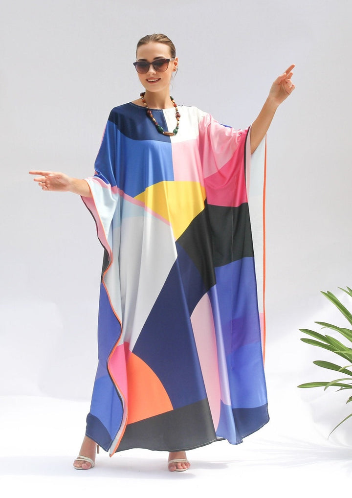 Monivärinen satiini Kaftan