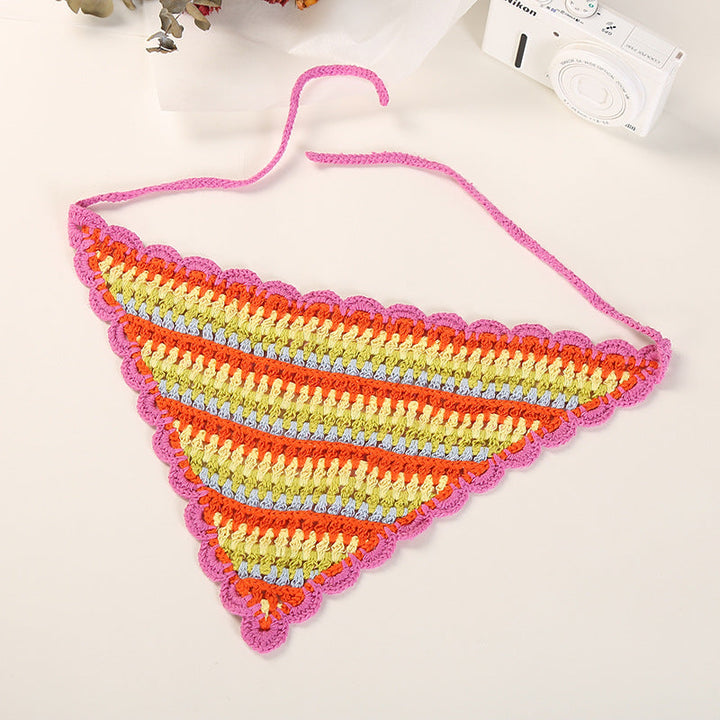 Bandana arc-en-ciel au crochet à la main