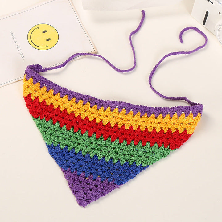 Handgehaakte regenboogbandana