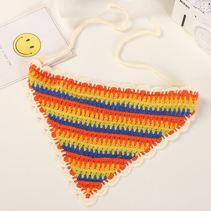 Käsin virkattu Rainbow Bandana