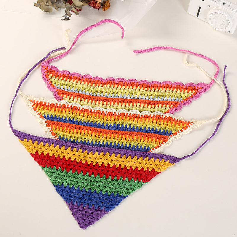 Hand Crochet Rainbow Bandana