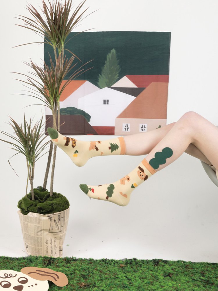 Chaussettes mignonnes en coton à motif de chat de dessin animé