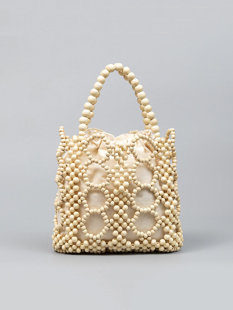 Sac fourre-tout en perles de bois tissé à la main