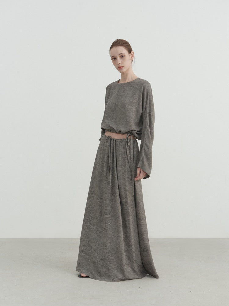 Linen Cropped langærmet skjorte