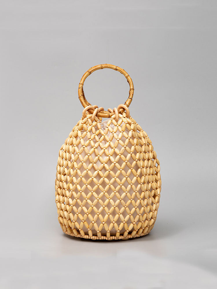 Sac de baril de perles en bois fabriqué à la main