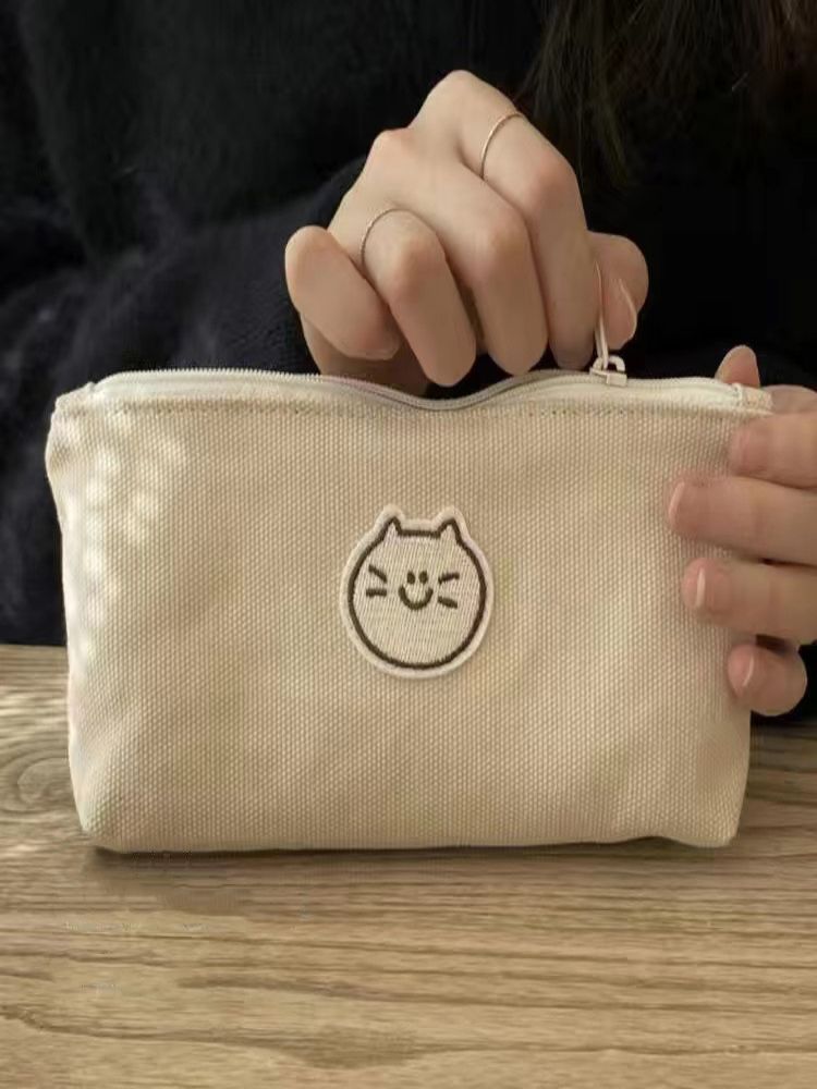 Cat and Dog Canvas Pencil Case