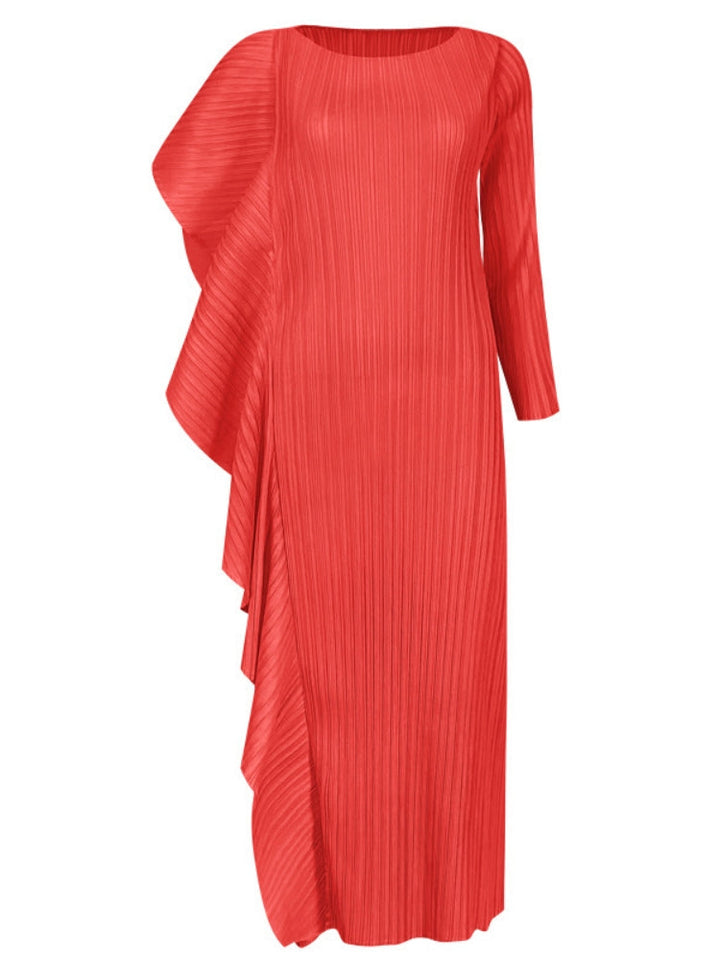 Bayanlar Üst Düzey Asimetrik Düz Renk Patchwork Elbise