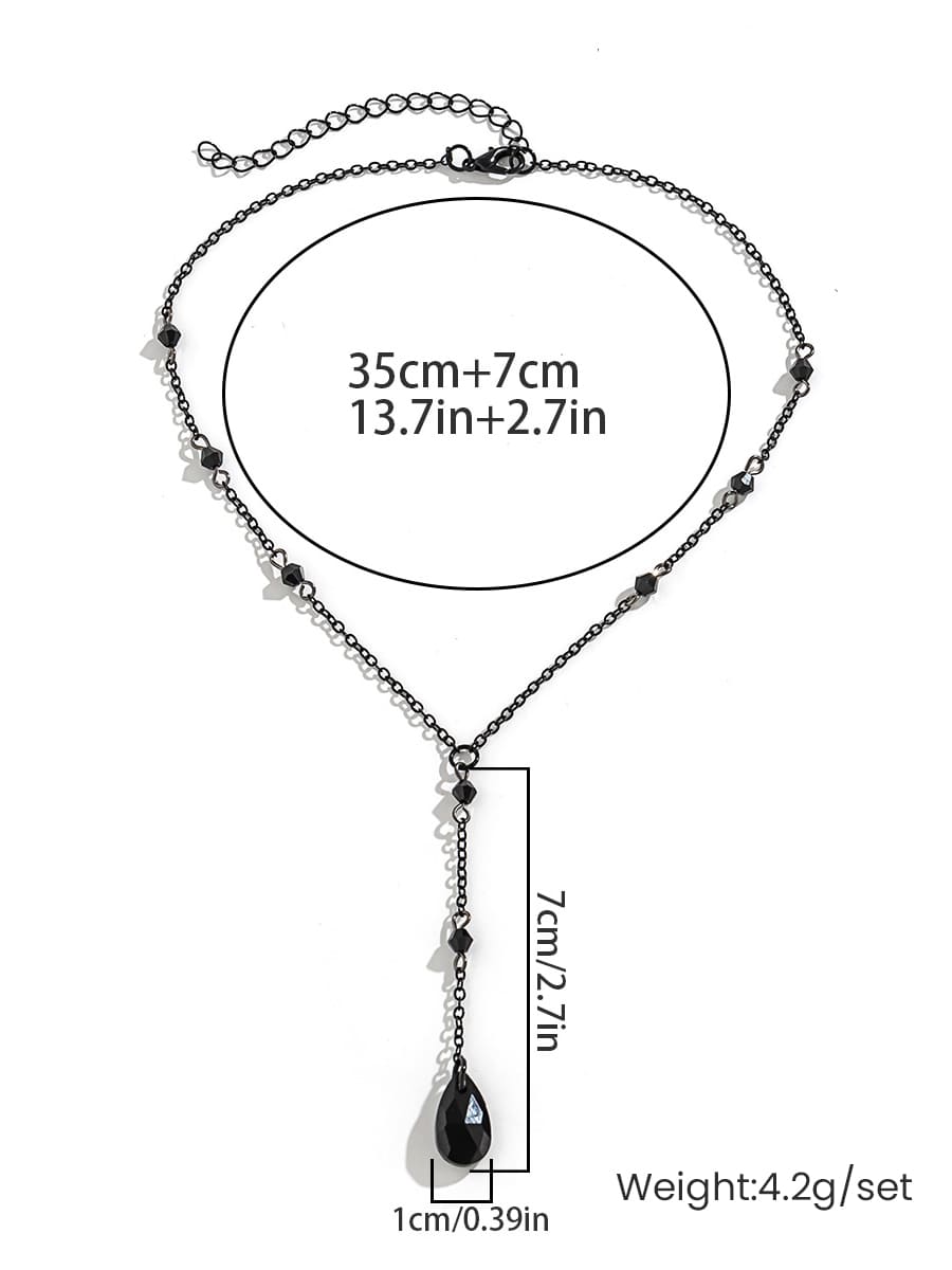 Gothic-Halskette mit schwarzer Tropfen-Kristall-Brustkette