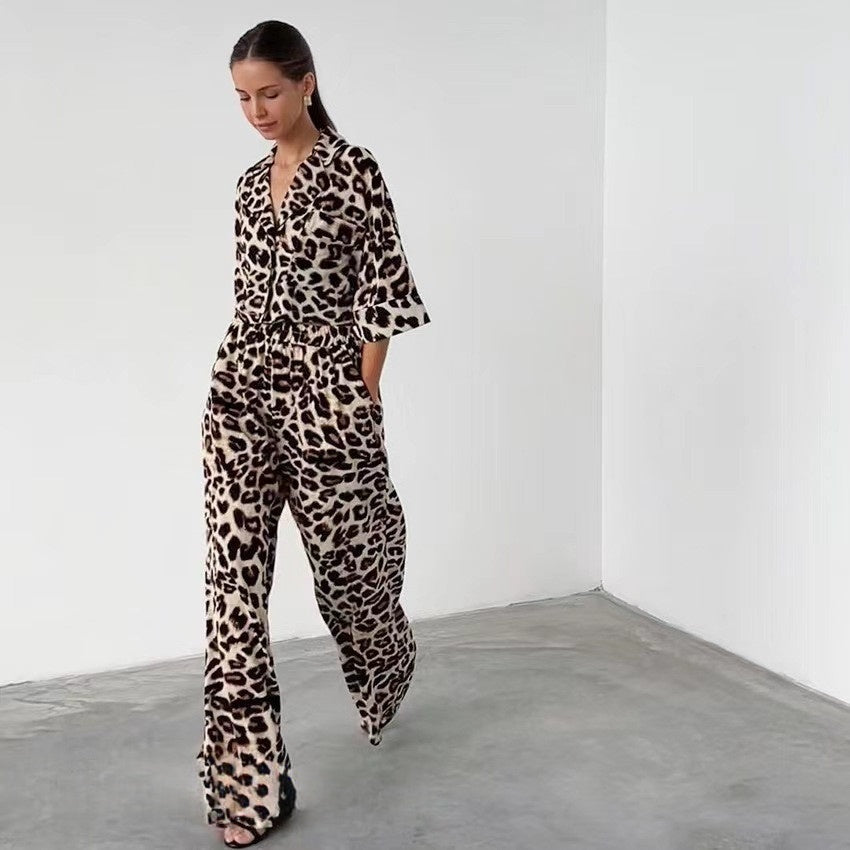 Leopardprint topp og buksesett