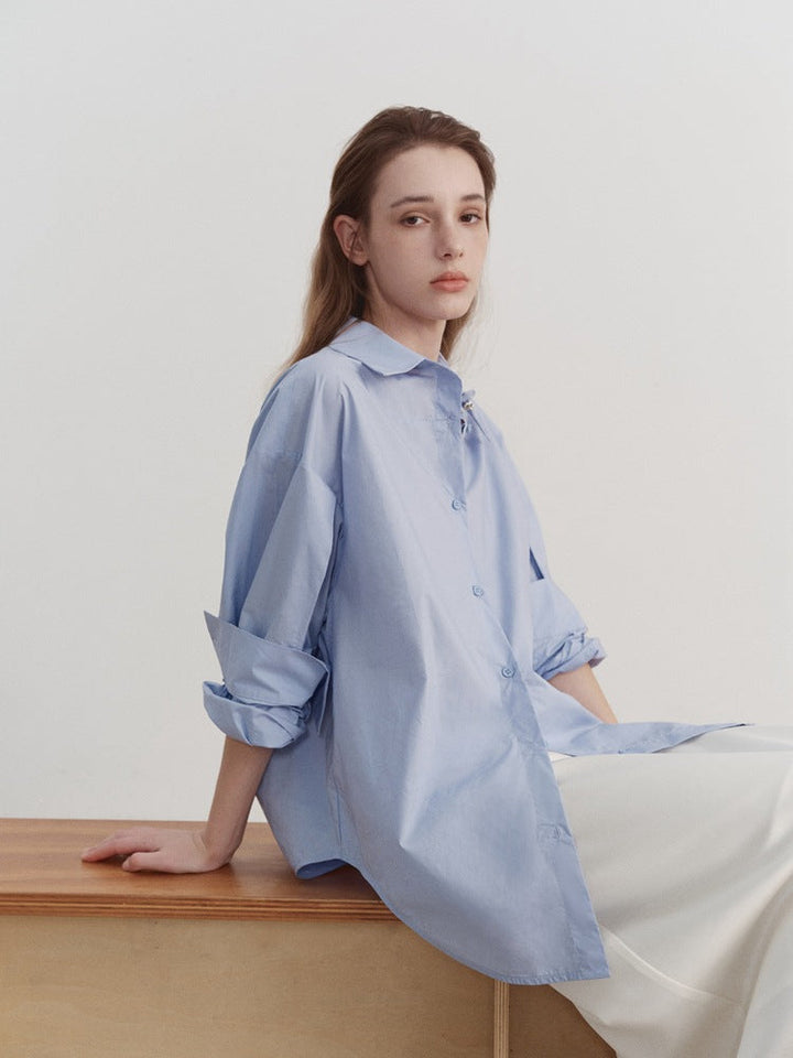 Minimalistesch Oversized Relaxéiert Shirt