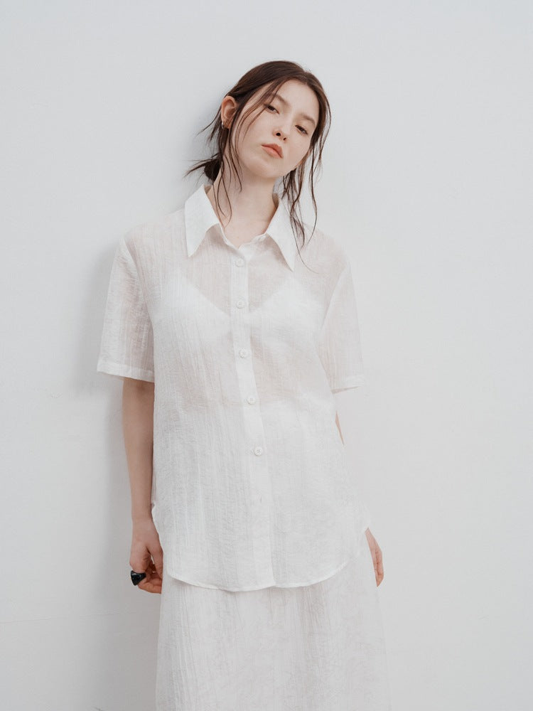 Jacquard Pattern Tencel Shirt