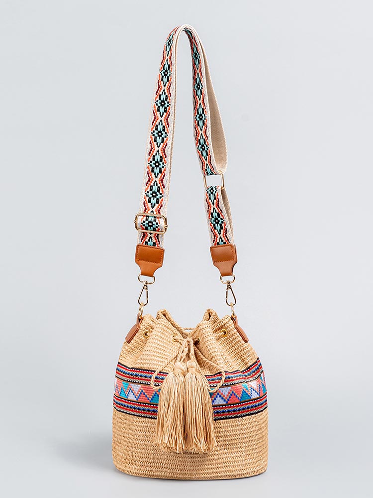 Straw Woven Bucket Bag