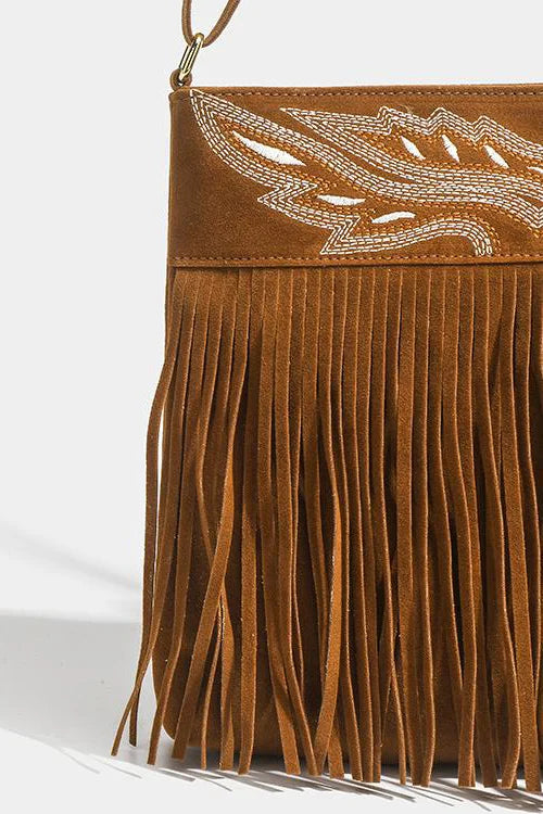 Western Cowboy Brown Fringe Crossbody Bag