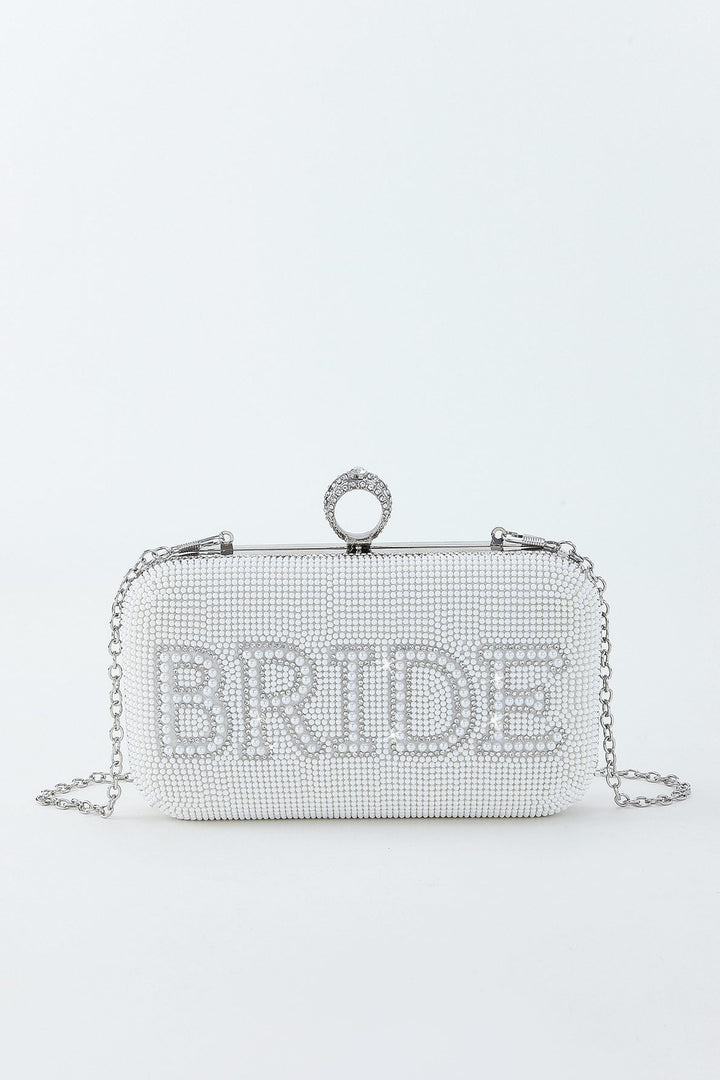 Bride To Be Sequin Clutch - White/Silver