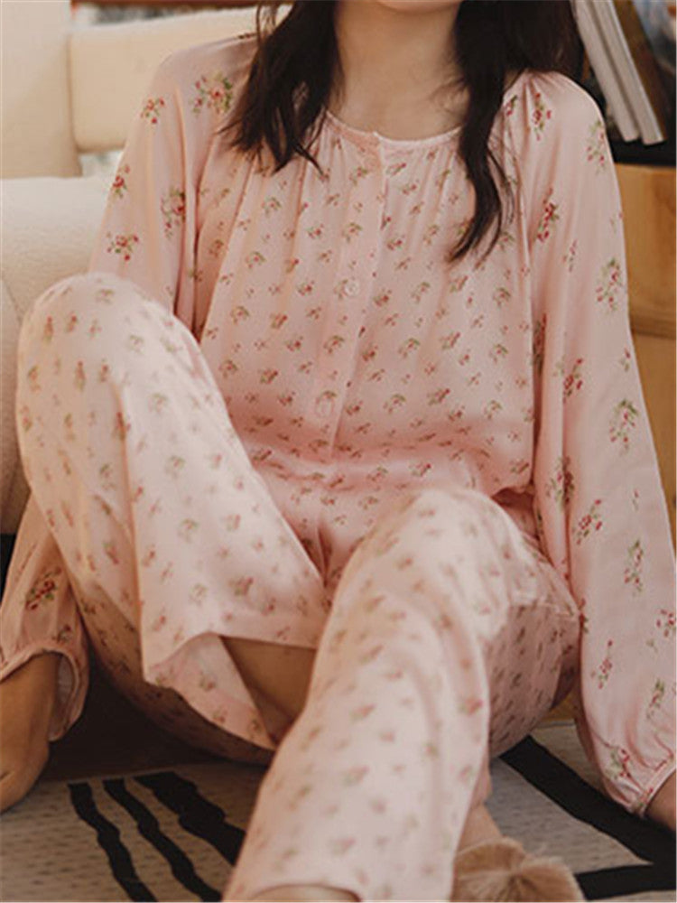 Loose-Fit Satin Printed Sleepwear