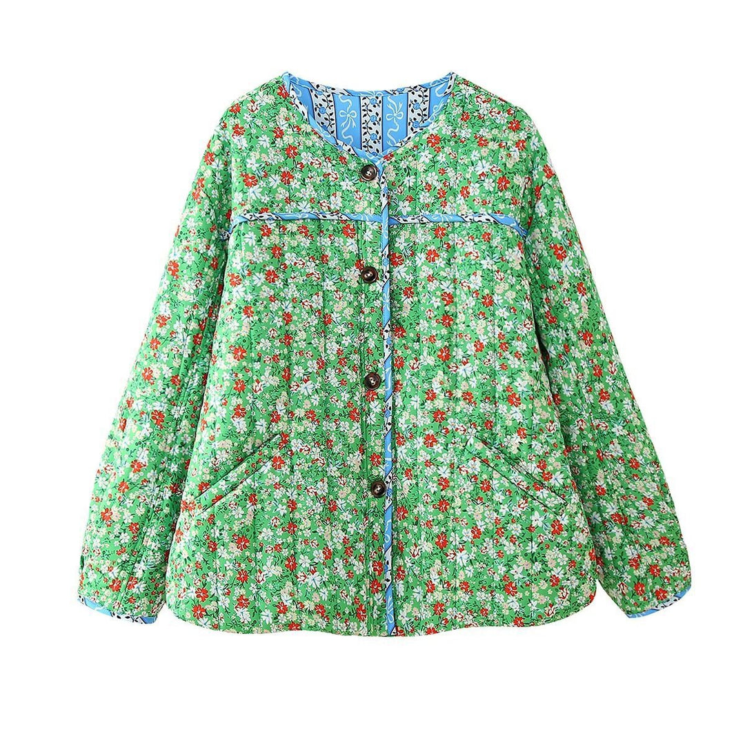 Green Mood Floral Print Loose Jacket