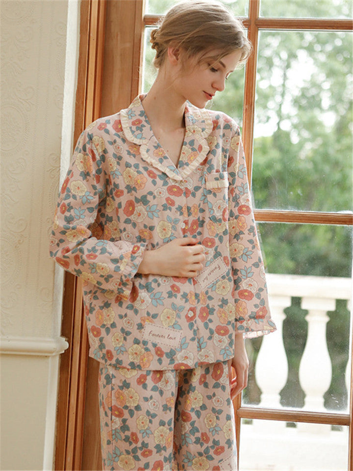 Pure Cotton Button-Up Schlofkleeder Set