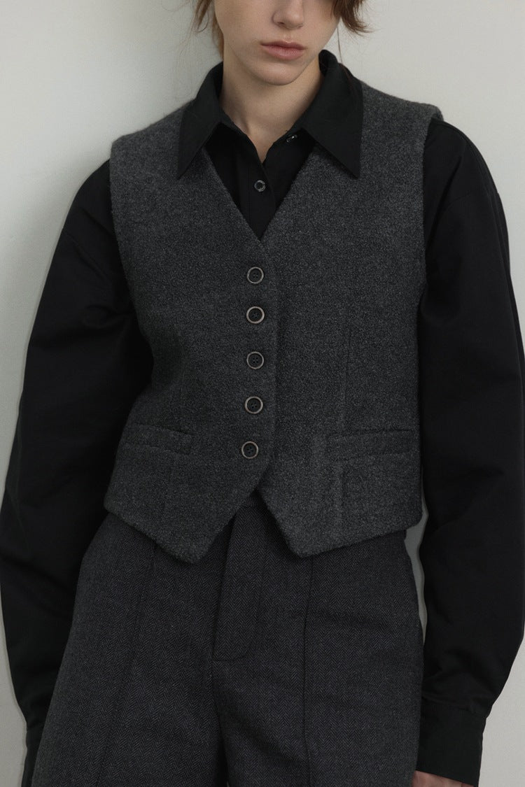 Franséisch V-Neck Wool Vest