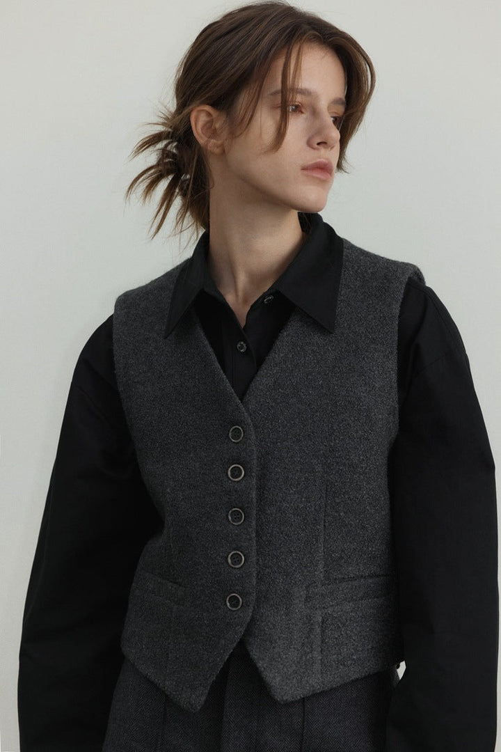 Franséisch V-Neck Wool Vest