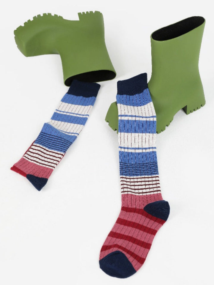 Gestreift Muster Knéi-Héich Socken