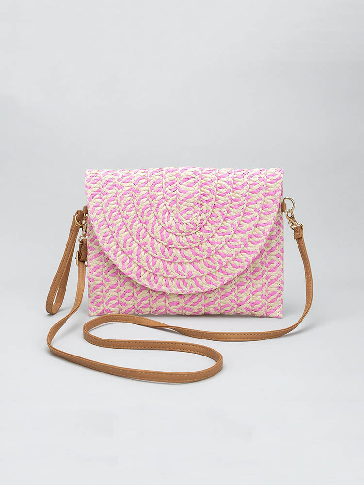 Bolso de paja tejido a mano: clutch y bandolera