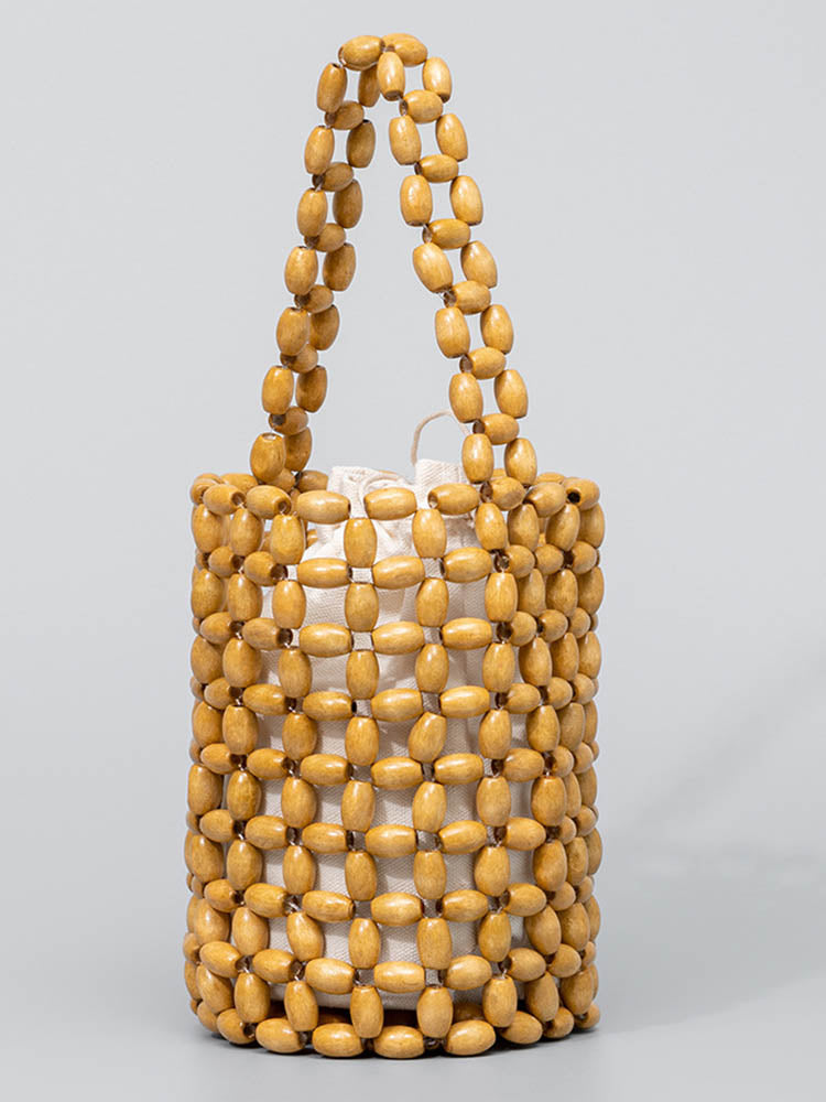 Hëlzent-Out Holz Bead Woven Bucket Bag