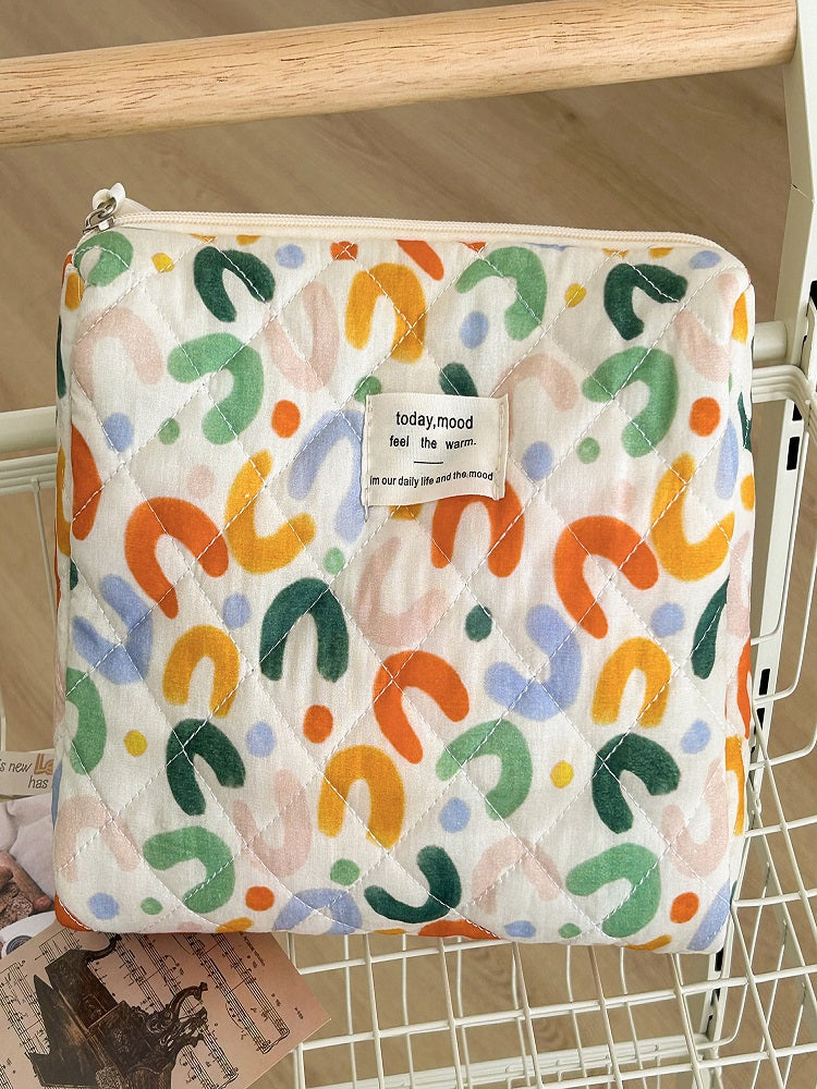 रंगीन यूयू सिला हुआ मेकअप बैग