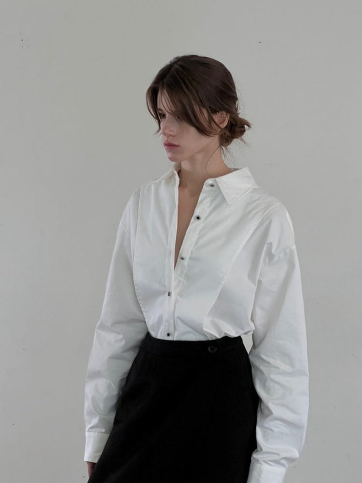 Chemise cardigan en coton d'inspiration française