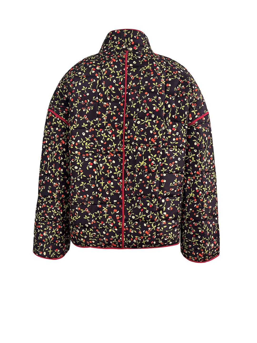 Jacke mit überschnittener Schulterpartie aus Baumwolle mit Blumenmuster und Taschenclip