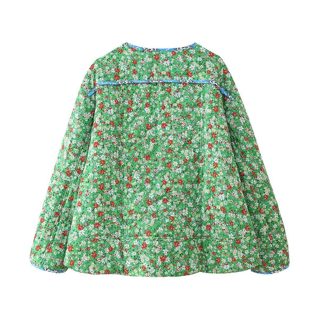 Green Mood Floral Print Loose Jacket