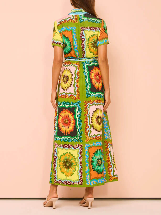 Special Sunflower Print Maxi Kleed