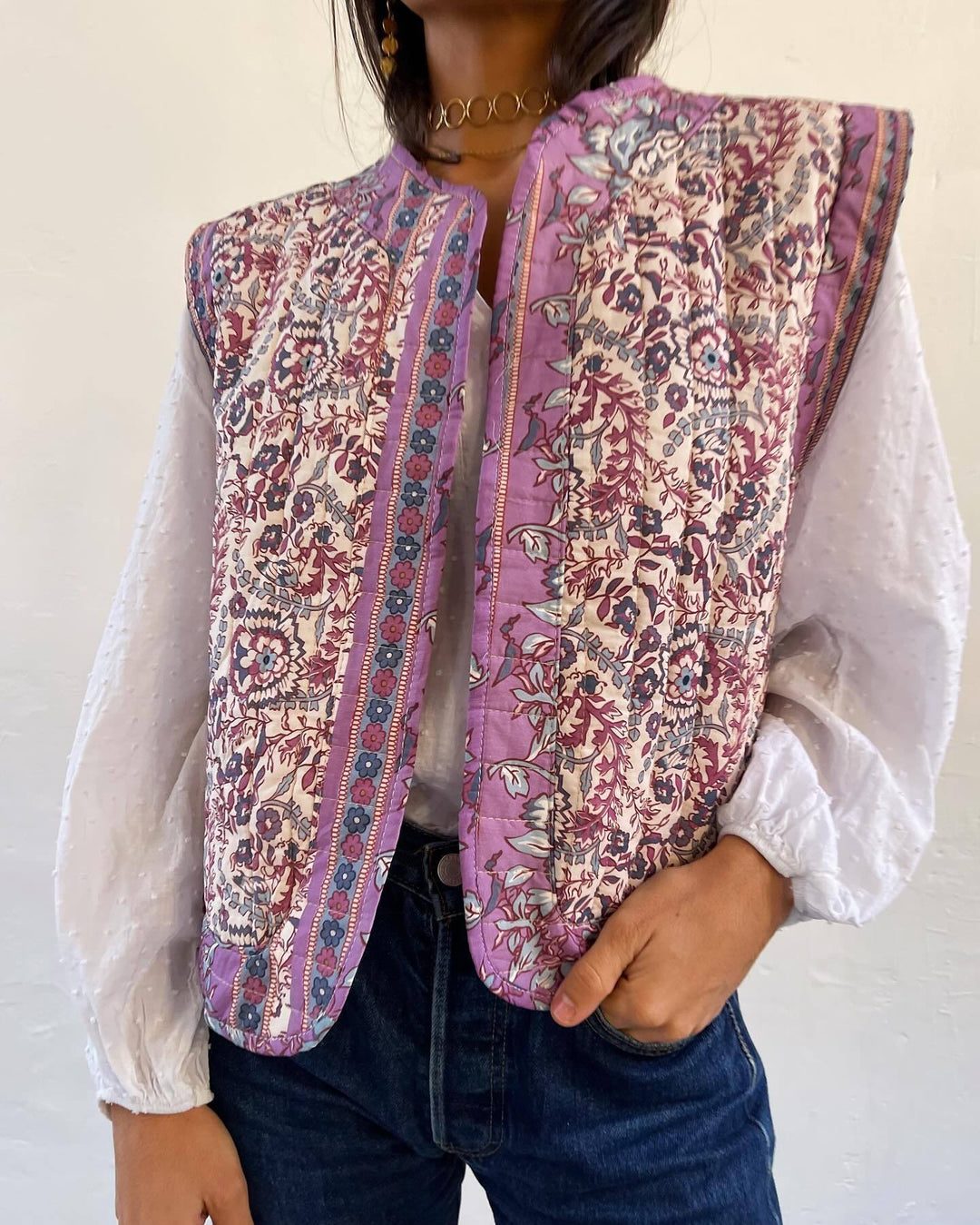 Ethnic Printed Quilted Waistcoat