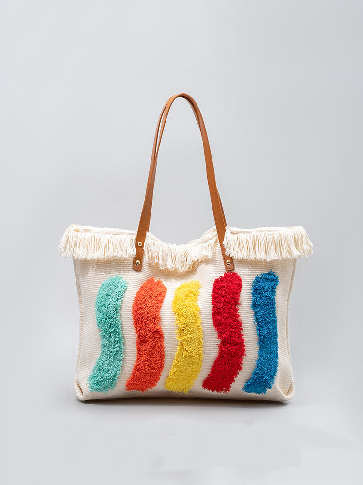 Broderéiert Rainbow Muster Tote Bag