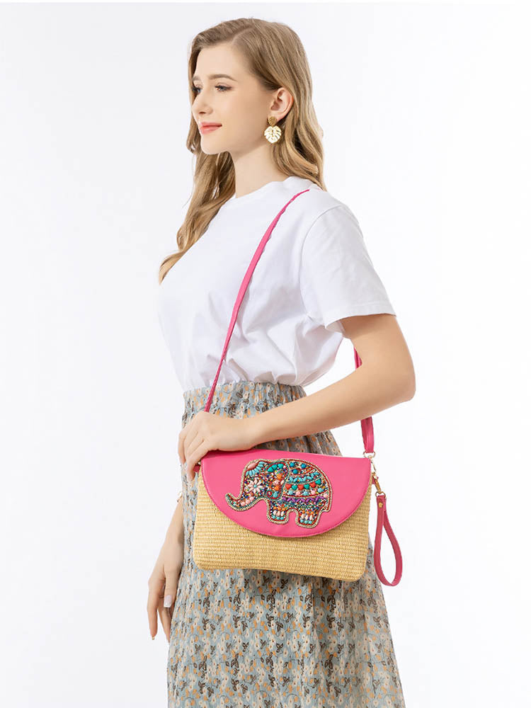 Gressvevd crossbody-veske