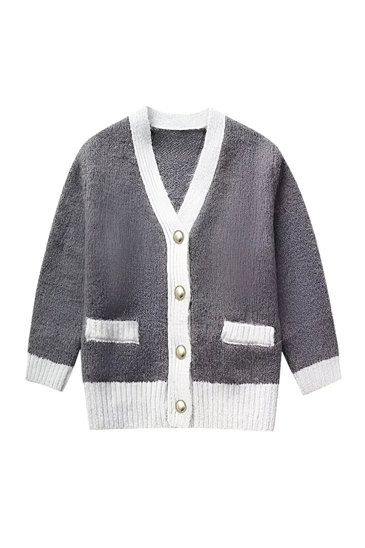 Fine Knit Cardigan With Contrast Trim