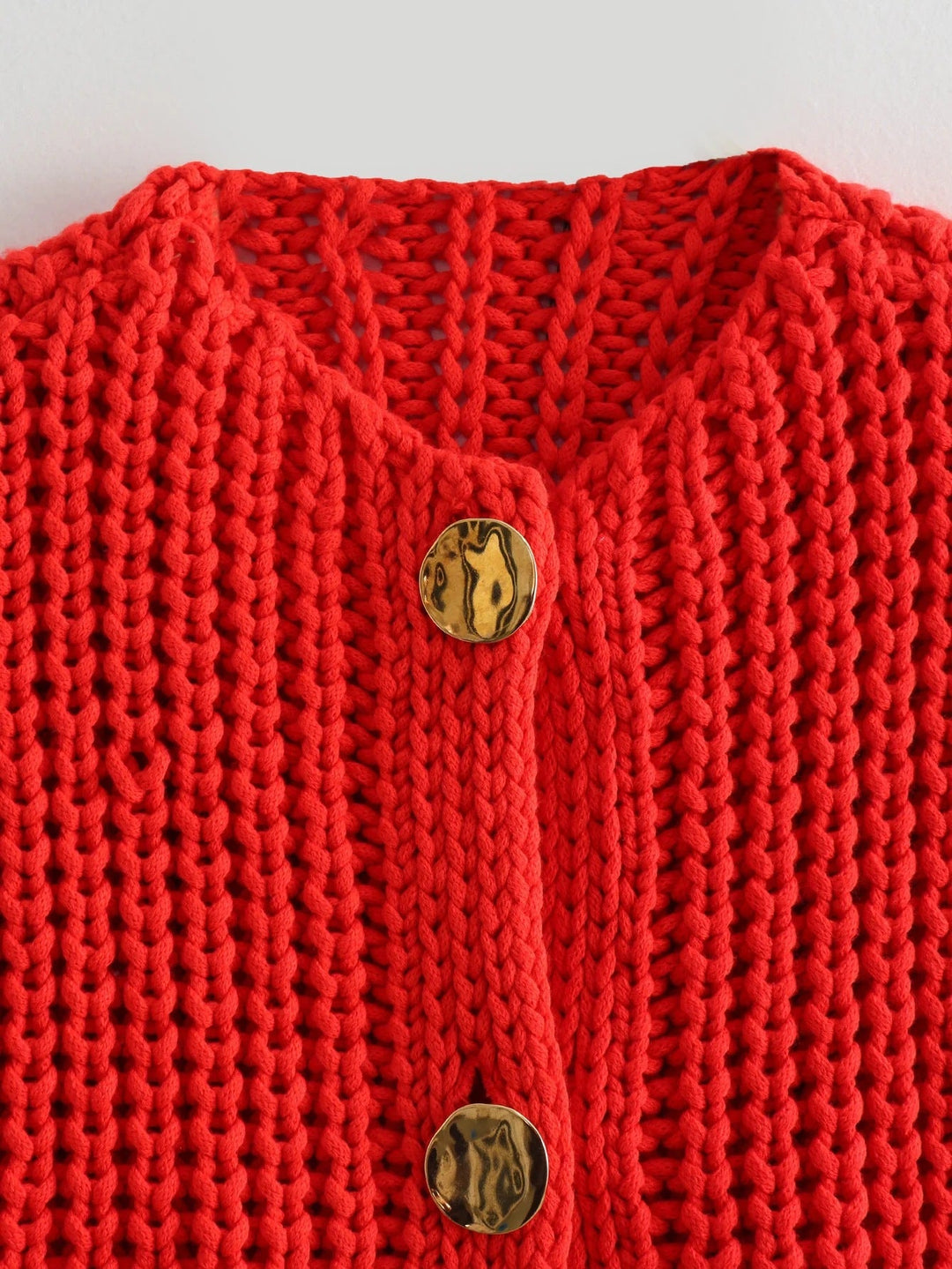 Large Buttons Solid Color Knit Vest Cardigan