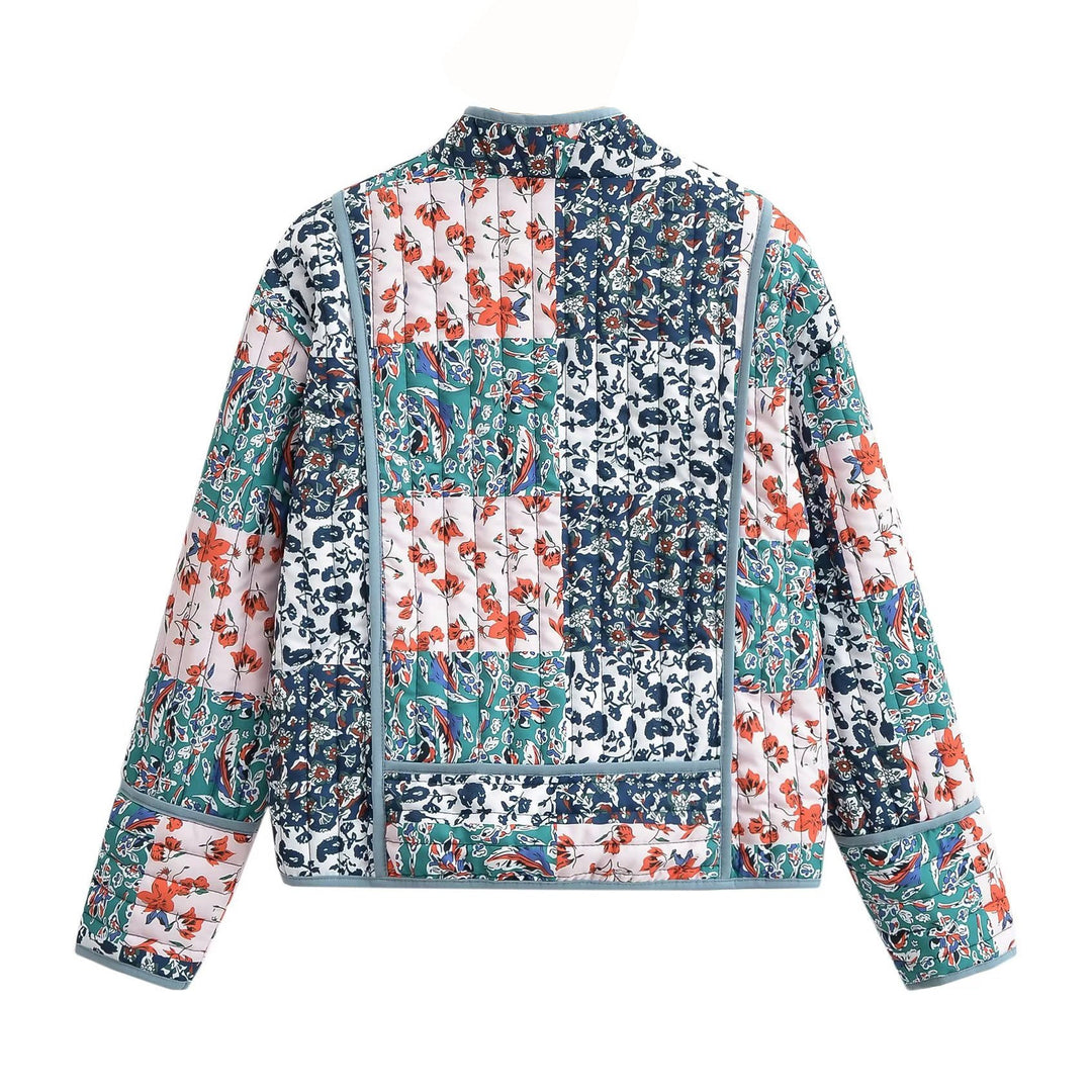 Jacke mit überschnittenen Schultern und Blumen-Patchwork-Print