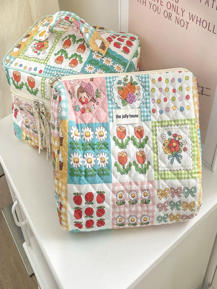 Kleurrijke tuin make-up tas